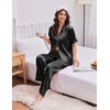 image:imageEkouaer Womens Silk Pajamas for Womens Sets Satin Pjs 2 Piece Button Up Loungewear Short Sleeve Soft Sleepwear with PocketsBlack