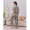 image:imageEkouaer Womens Silk Pajamas for Womens Sets Satin Pjs 2 Piece Button Up Loungewear Short Sleeve Soft Sleepwear with PocketsBlack Stripe