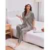 image:imageEkouaer Womens Silk Pajamas for Womens Sets Satin Pjs 2 Piece Button Up Loungewear Short Sleeve Soft Sleepwear with PocketsBlack Stripe