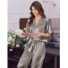 image:imageEkouaer Womens Silk Pajamas for Womens Sets Satin Pjs 2 Piece Button Up Loungewear Short Sleeve Soft Sleepwear with PocketsBlack Stripe