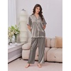 image:imageEkouaer Womens Silk Pajamas for Womens Sets Satin Pjs 2 Piece Button Up Loungewear Short Sleeve Soft Sleepwear with PocketsBlack Stripe
