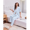image:imageEkouaer Womens Silk Pajamas for Womens Sets Satin Pjs 2 Piece Button Up Loungewear Short Sleeve Soft Sleepwear with PocketsBlue Stripe