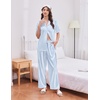image:imageEkouaer Womens Silk Pajamas for Womens Sets Satin Pjs 2 Piece Button Up Loungewear Short Sleeve Soft Sleepwear with PocketsBlue Stripe