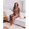 image:imageEkouaer Womens Silk Pajamas for Womens Sets Satin Pjs 2 Piece Button Up Loungewear Short Sleeve Soft Sleepwear with PocketsBrown