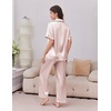 image:imageEkouaer Womens Silk Pajamas for Womens Sets Satin Pjs 2 Piece Button Up Loungewear Short Sleeve Soft Sleepwear with PocketsChampagne