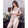 image:imageEkouaer Womens Silk Pajamas for Womens Sets Satin Pjs 2 Piece Button Up Loungewear Short Sleeve Soft Sleepwear with PocketsChampagne