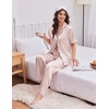 image:imageEkouaer Womens Silk Pajamas for Womens Sets Satin Pjs 2 Piece Button Up Loungewear Short Sleeve Soft Sleepwear with PocketsChampagne
