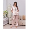 image:imageEkouaer Womens Silk Pajamas for Womens Sets Satin Pjs 2 Piece Button Up Loungewear Short Sleeve Soft Sleepwear with PocketsChampagne