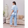 image:imageEkouaer Womens Silk Pajamas for Womens Sets Satin Pjs 2 Piece Button Up Loungewear Short Sleeve Soft Sleepwear with PocketsLight Blue