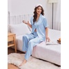 image:imageEkouaer Womens Silk Pajamas for Womens Sets Satin Pjs 2 Piece Button Up Loungewear Short Sleeve Soft Sleepwear with PocketsLight Blue