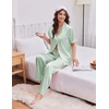 image:imageEkouaer Womens Silk Pajamas for Womens Sets Satin Pjs 2 Piece Button Up Loungewear Short Sleeve Soft Sleepwear with PocketsLight Green