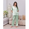 image:imageEkouaer Womens Silk Pajamas for Womens Sets Satin Pjs 2 Piece Button Up Loungewear Short Sleeve Soft Sleepwear with PocketsLight Green