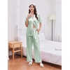 image:imageEkouaer Womens Silk Pajamas for Womens Sets Satin Pjs 2 Piece Button Up Loungewear Short Sleeve Soft Sleepwear with PocketsLight Green