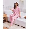 image:imageEkouaer Womens Silk Pajamas for Womens Sets Satin Pjs 2 Piece Button Up Loungewear Short Sleeve Soft Sleepwear with PocketsLight Pink