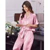 image:imageEkouaer Womens Silk Pajamas for Womens Sets Satin Pjs 2 Piece Button Up Loungewear Short Sleeve Soft Sleepwear with PocketsLight Pink