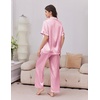 image:imageEkouaer Womens Silk Pajamas for Womens Sets Satin Pjs 2 Piece Button Up Loungewear Short Sleeve Soft Sleepwear with PocketsLight Pink