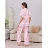 image:imageEkouaer Womens Silk Pajamas for Womens Sets Satin Pjs 2 Piece Button Up Loungewear Short Sleeve Soft Sleepwear with PocketsPink Bow