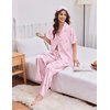 image:imageEkouaer Womens Silk Pajamas for Womens Sets Satin Pjs 2 Piece Button Up Loungewear Short Sleeve Soft Sleepwear with PocketsPink Bowmini