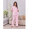 image:imageEkouaer Womens Silk Pajamas for Womens Sets Satin Pjs 2 Piece Button Up Loungewear Short Sleeve Soft Sleepwear with PocketsPink Bowmini