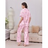 image:imageEkouaer Womens Silk Pajamas for Womens Sets Satin Pjs 2 Piece Button Up Loungewear Short Sleeve Soft Sleepwear with PocketsPink Bowmini