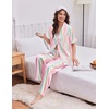 image:imageEkouaer Womens Silk Pajamas for Womens Sets Satin Pjs 2 Piece Button Up Loungewear Short Sleeve Soft Sleepwear with PocketsRainbow Stripe