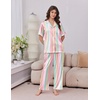 image:imageEkouaer Womens Silk Pajamas for Womens Sets Satin Pjs 2 Piece Button Up Loungewear Short Sleeve Soft Sleepwear with PocketsRainbow Stripe