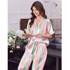 image:imageEkouaer Womens Silk Pajamas for Womens Sets Satin Pjs 2 Piece Button Up Loungewear Short Sleeve Soft Sleepwear with PocketsRainbow Stripe