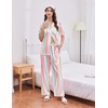 image:imageEkouaer Womens Silk Pajamas for Womens Sets Satin Pjs 2 Piece Button Up Loungewear Short Sleeve Soft Sleepwear with PocketsRainbow Stripe
