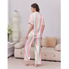image:imageEkouaer Womens Silk Pajamas for Womens Sets Satin Pjs 2 Piece Button Up Loungewear Short Sleeve Soft Sleepwear with PocketsRainbow Stripe