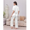 image:imageEkouaer Womens Silk Pajamas for Womens Sets Satin Pjs 2 Piece Button Up Loungewear Short Sleeve Soft Sleepwear with PocketsWhite