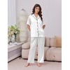 image:imageEkouaer Womens Silk Pajamas for Womens Sets Satin Pjs 2 Piece Button Up Loungewear Short Sleeve Soft Sleepwear with PocketsWhite