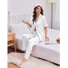 image:imageEkouaer Womens Silk Pajamas for Womens Sets Satin Pjs 2 Piece Button Up Loungewear Short Sleeve Soft Sleepwear with PocketsWhite