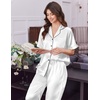 image:imageEkouaer Womens Silk Pajamas for Womens Sets Satin Pjs 2 Piece Button Up Loungewear Short Sleeve Soft Sleepwear with PocketsWhite