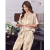 image:imageEkouaer Womens Silk Pajamas for Womens Sets Satin Pjs 2 Piece Button Up Loungewear Short Sleeve Soft Sleepwear with PocketsYellow Stripe