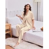 image:imageEkouaer Womens Silk Pajamas for Womens Sets Satin Pjs 2 Piece Button Up Loungewear Short Sleeve Soft Sleepwear with PocketsYellow Stripe