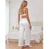 image:imageEkouaer Womens Silk Satin Pajama Pants Casual Comfy Sleep Pants Pocketed Elastic Waist Wide Leg Pj Bottoms with Lace TrimWhite