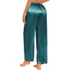 image:imageEkouaer Womens Silk Satin Pajama Pants Casual Loose Lounge Pants Drawstring Elastic Waist Wide Leg Pj Bottoms with PocketsBlue Green