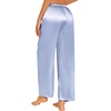 image:imageEkouaer Womens Silk Satin Pajama Pants Casual Loose Lounge Pants Drawstring Elastic Waist Wide Leg Pj Bottoms with PocketsClear Blue