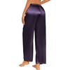 image:imageEkouaer Womens Silk Satin Pajama Pants Casual Loose Lounge Pants Drawstring Elastic Waist Wide Leg Pj Bottoms with PocketsDark Purple