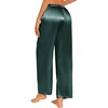 image:imageEkouaer Womens Silk Satin Pajama Pants Casual Loose Lounge Pants Drawstring Elastic Waist Wide Leg Pj Bottoms with PocketsDeep Green