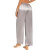 image:imageEkouaer Womens Silk Satin Pajama Pants Casual Loose Lounge Pants Drawstring Elastic Waist Wide Leg Pj Bottoms with PocketsLight Gray