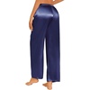 image:imageEkouaer Womens Silk Satin Pajama Pants Casual Loose Lounge Pants Drawstring Elastic Waist Wide Leg Pj Bottoms with PocketsNavy Blue
