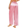 image:imageEkouaer Womens Silk Satin Pajama Pants Casual Loose Lounge Pants Drawstring Elastic Waist Wide Leg Pj Bottoms with PocketsPink