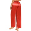 image:imageEkouaer Womens Silk Satin Pajama Pants Casual Loose Lounge Pants Drawstring Elastic Waist Wide Leg Pj Bottoms with PocketsRed