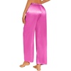 image:imageEkouaer Womens Silk Satin Pajama Pants Casual Loose Lounge Pants Drawstring Elastic Waist Wide Leg Pj Bottoms with PocketsRose