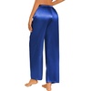 image:imageEkouaer Womens Silk Satin Pajama Pants Casual Loose Lounge Pants Drawstring Elastic Waist Wide Leg Pj Bottoms with PocketsRoyal Blue