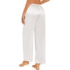 image:imageEkouaer Womens Silk Satin Pajama Pants Casual Loose Lounge Pants Drawstring Elastic Waist Wide Leg Pj Bottoms with PocketsWhite