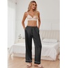 image:imageEkouaer Womens Silk Satin Pajama Pants Soft Loose Lounge Pants Lightweight Elastic Waist Wide Leg Pj Bottoms with PocketsBlack