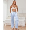 image:imageEkouaer Womens Silk Satin Pajama Pants Soft Loose Lounge Pants Lightweight Elastic Waist Wide Leg Pj Bottoms with PocketsBlue Stripes