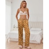 image:imageEkouaer Womens Silk Satin Pajama Pants Soft Loose Lounge Pants Lightweight Elastic Waist Wide Leg Pj Bottoms with PocketsBrown Dessert Teddy